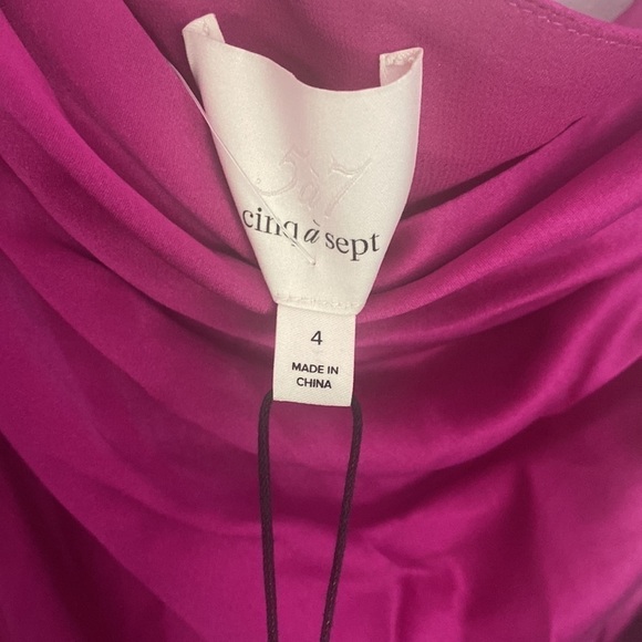 NWT Cinq a Sept Barbiecore Pink Asymmetrical Nikita Petunia Silk Dress - Picture 9 of 10